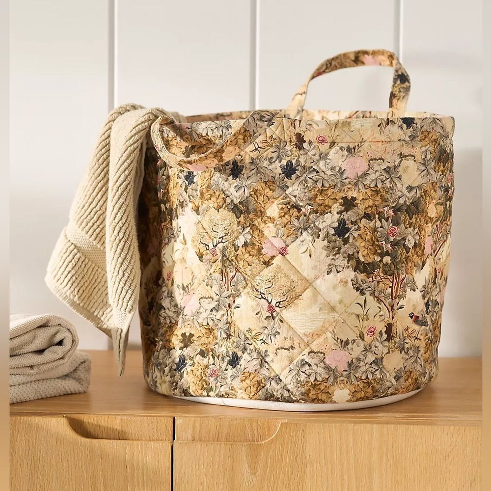 New Anthropologie Francois Quilted Fabric Basket One Size